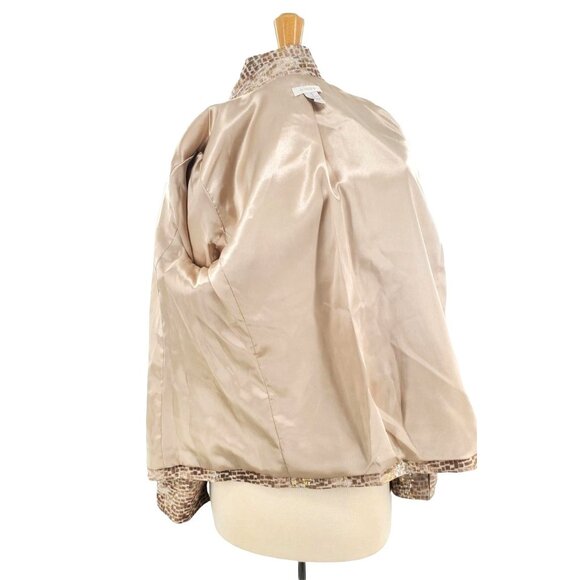 Chicos 1 Medium Jacket Silk Gold Silver Metallic Blazer Button-up Jacquard Y2K - Picture 10 of 13